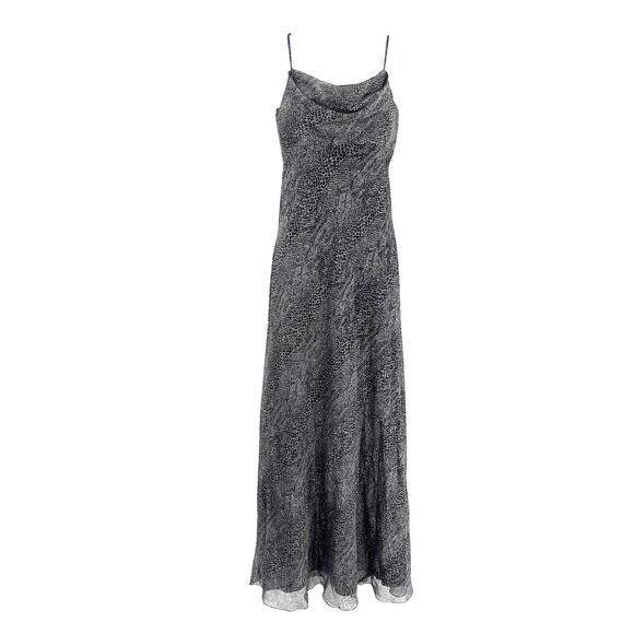 Vtg Y2K Night Way Slip Dress Sz 4 Empire Waist Glitter Cowl Mob Wife Vampy USA - Picture 1 of 11